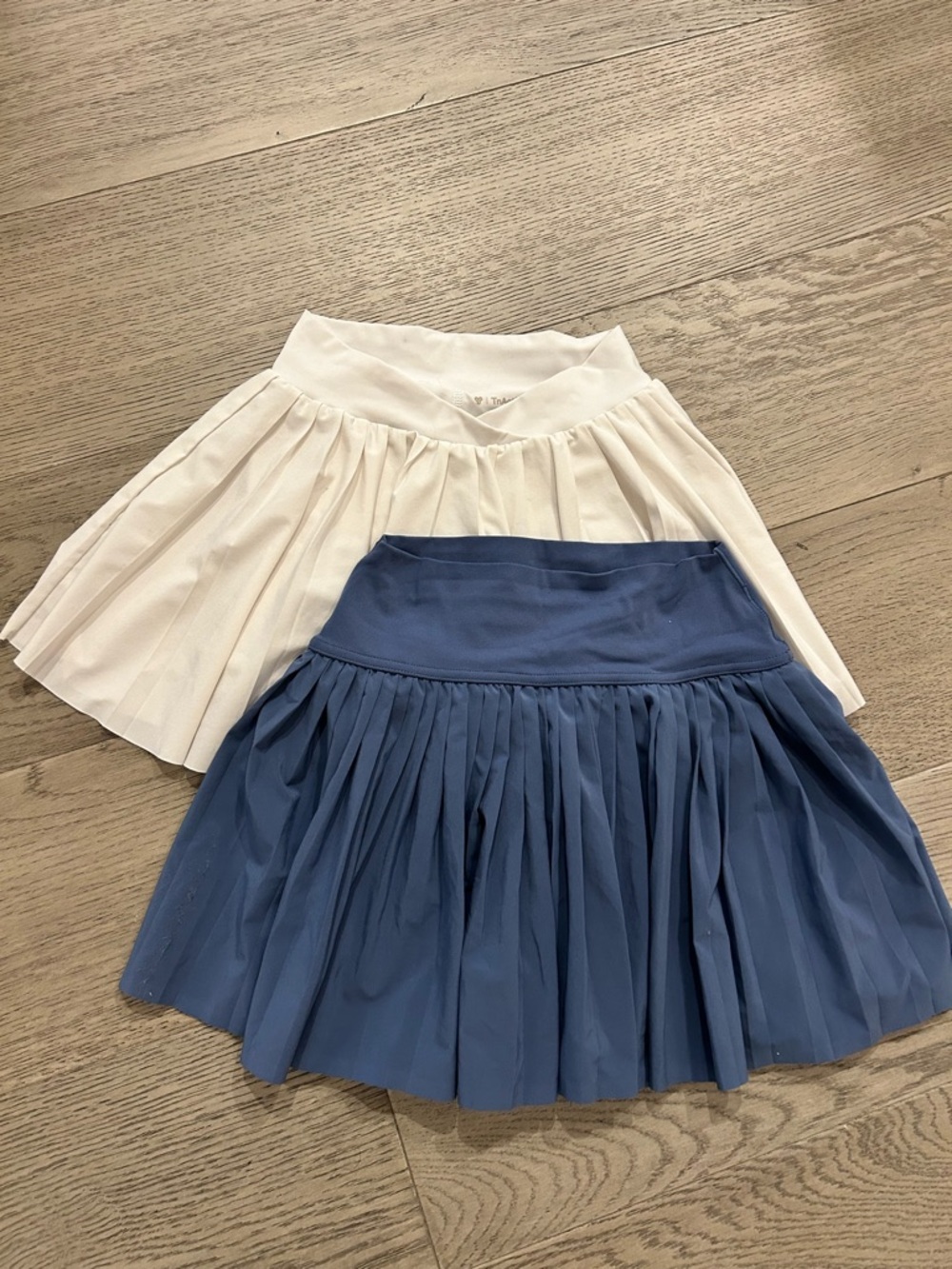 Aritzia Pleated Circle Skirts in White and Blue
